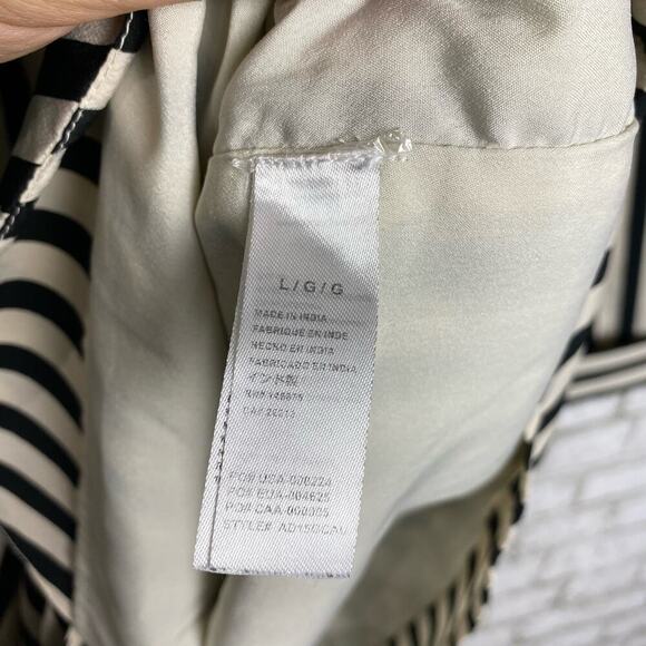 Amuse Society Dress Caught You Looking Striped Faux Wrap Mini Black Cream L - Picture 5 of 8